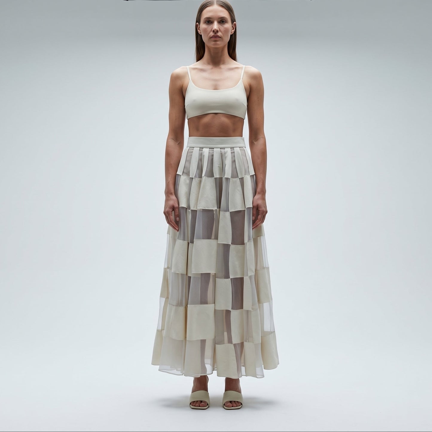 Geometric Paneled A-Line Skirt