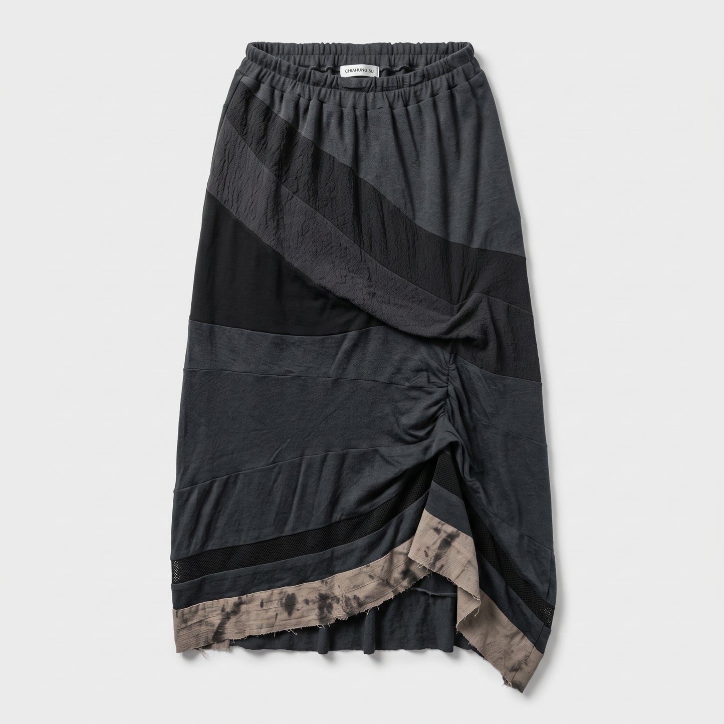 Paneled Asymmetric Midi Skirt