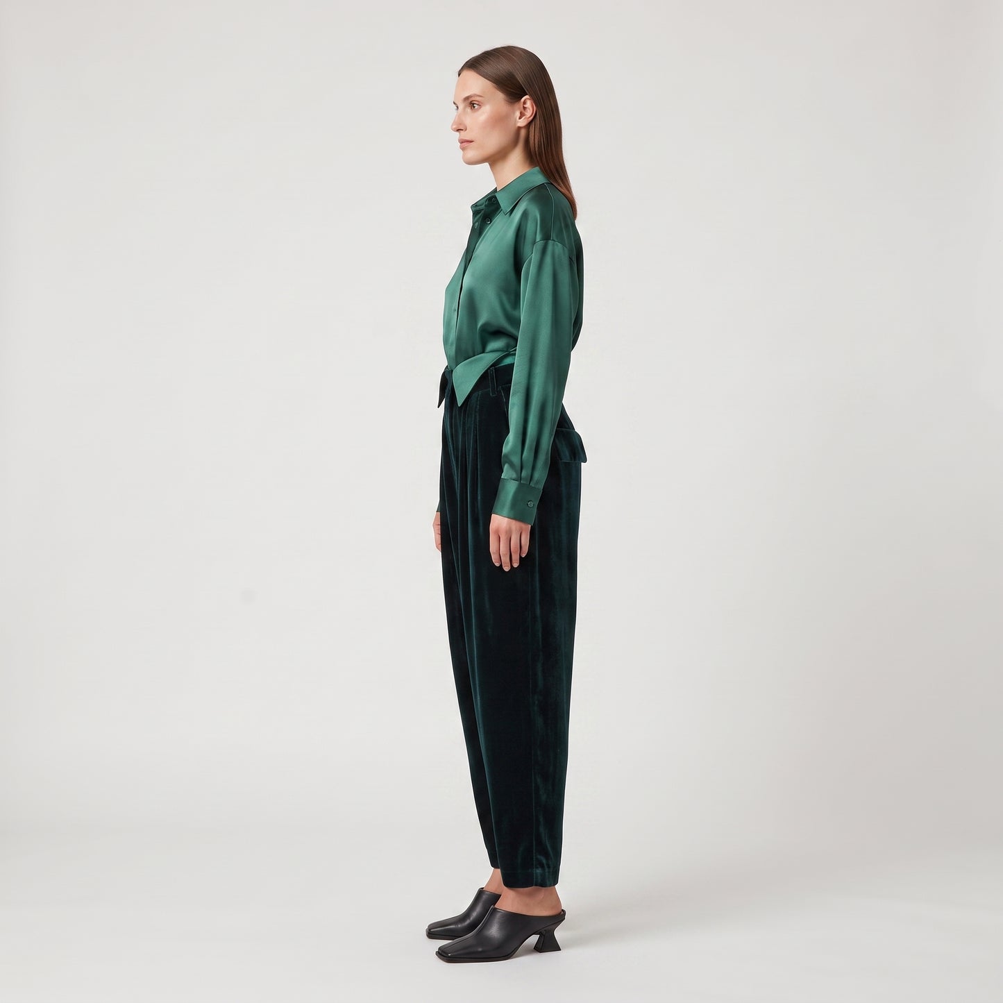 Emerald Velvet Tailored Trousers