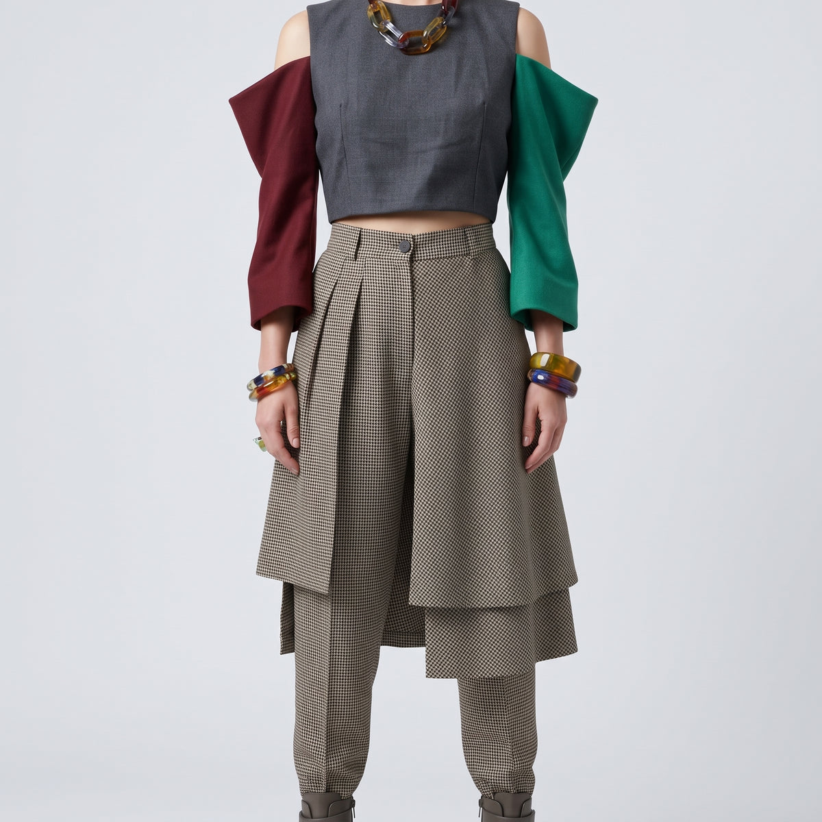 Structured Cold Shoulder Wool Top