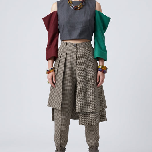 Structured Cold Shoulder Wool Top