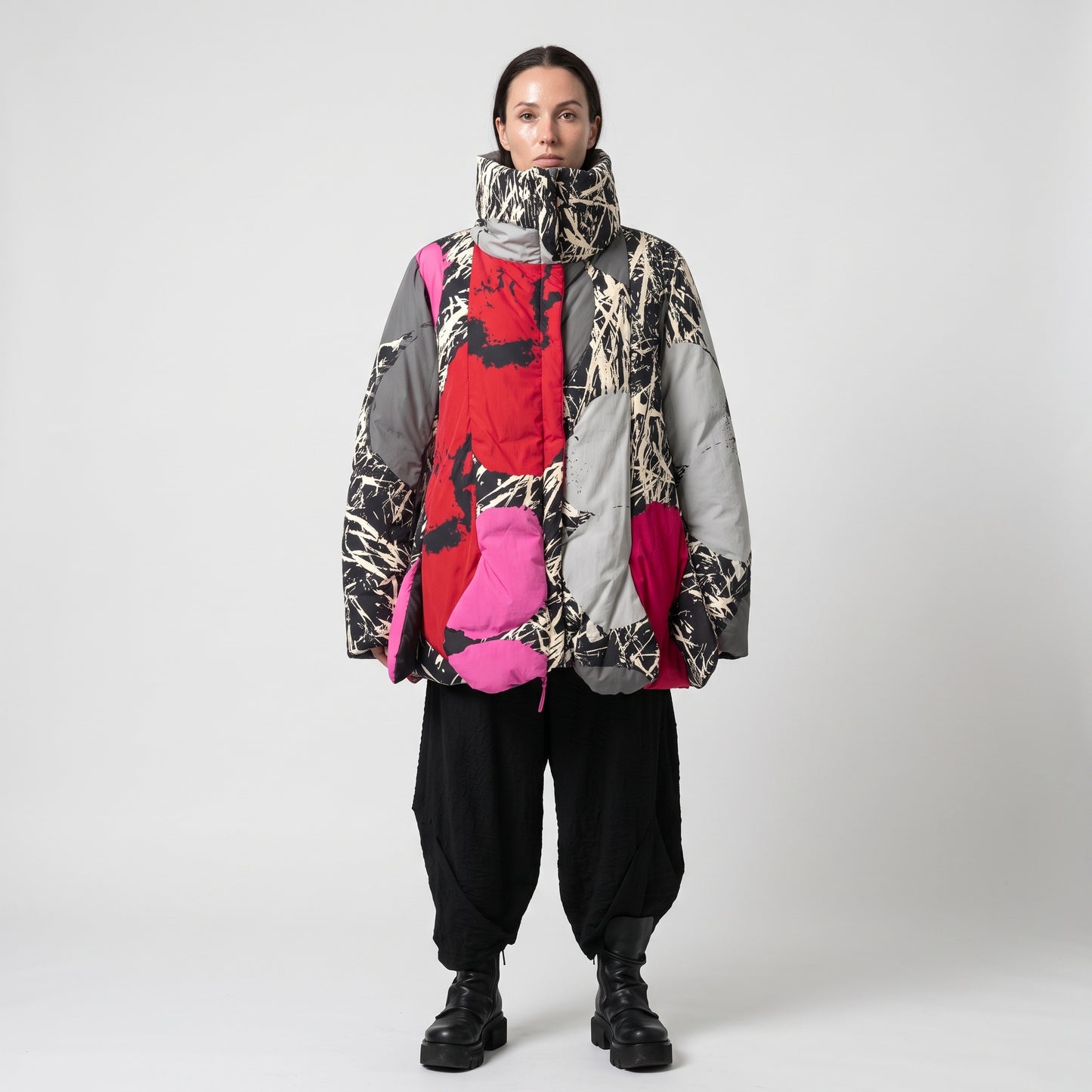 Abstract Print Puffer Jacket