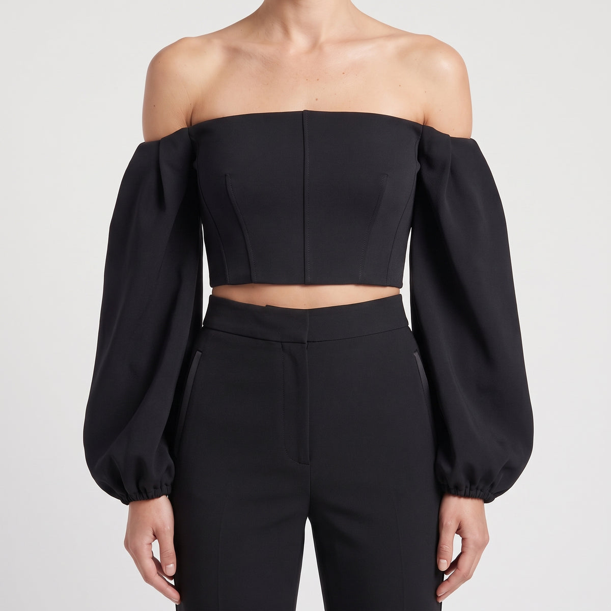 Off-Shoulder Long Sleeve Crop Top