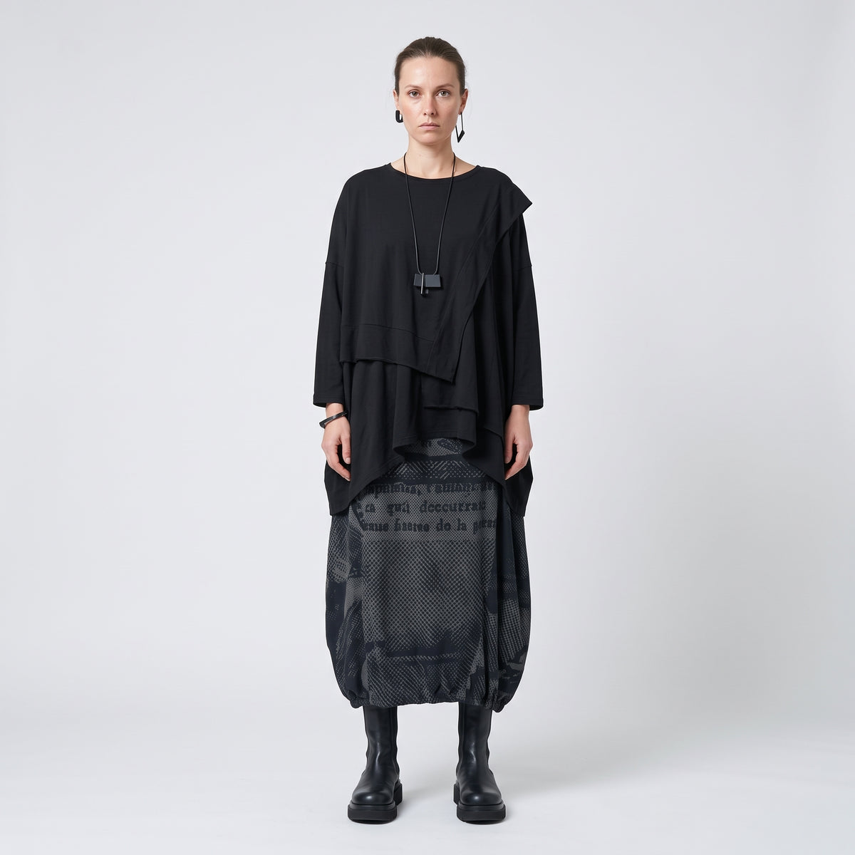 Abstract Print Bubble Hem Skirt