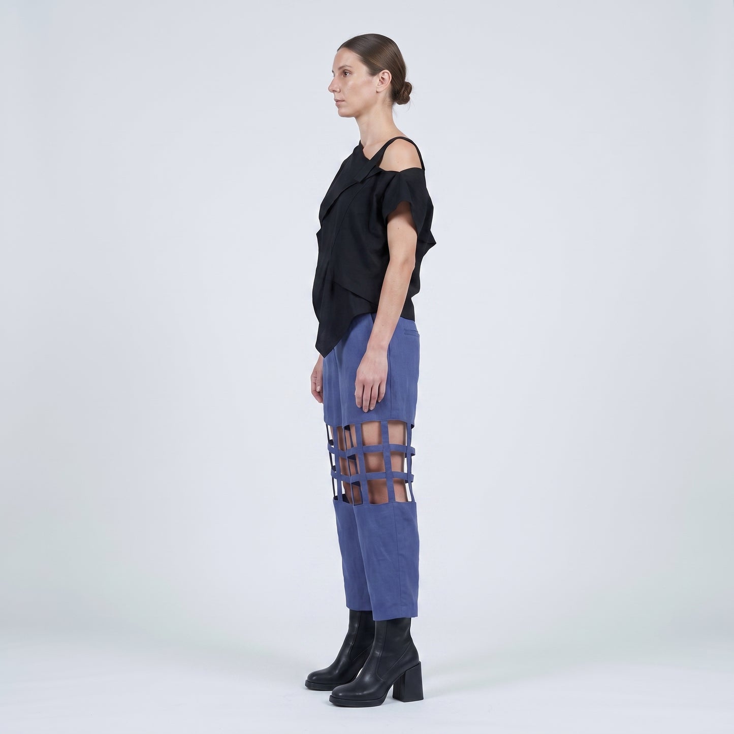 Caged Linen Tailored Trousers