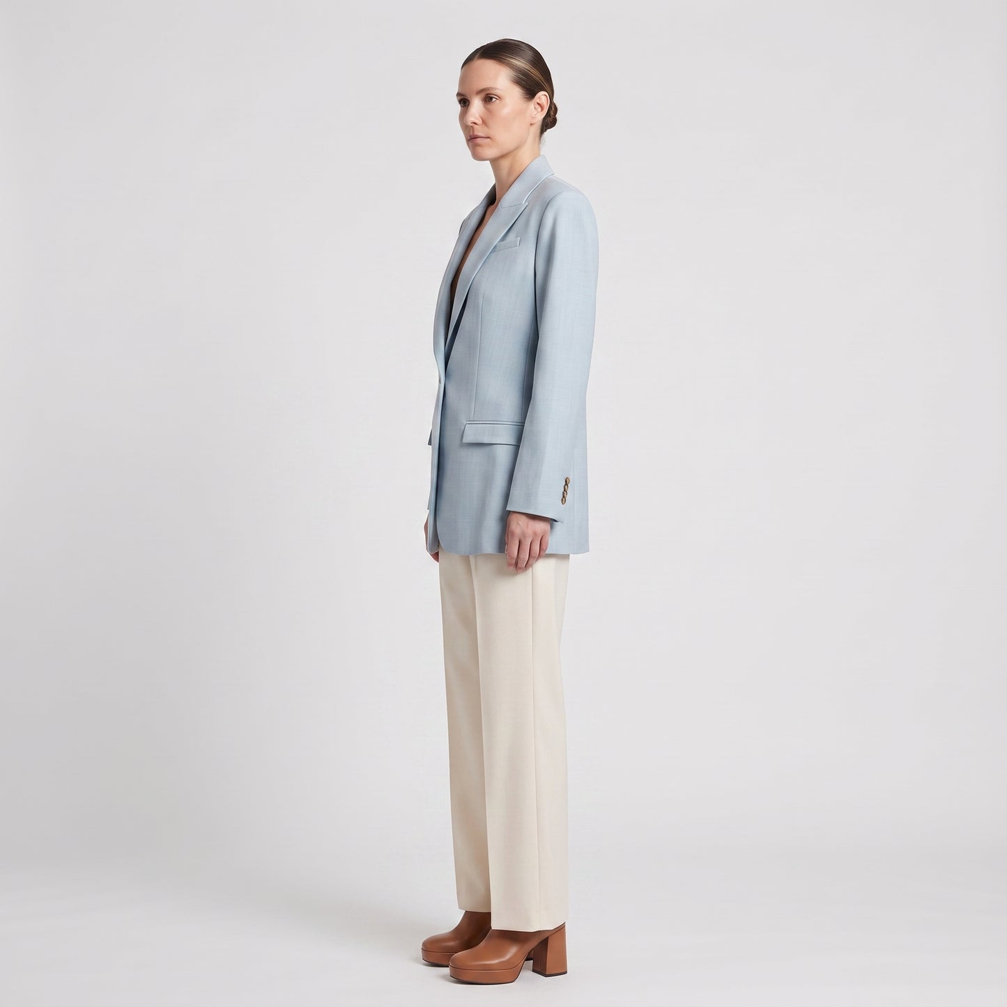 Powder Blue Tailored Single-Breasted Blazer