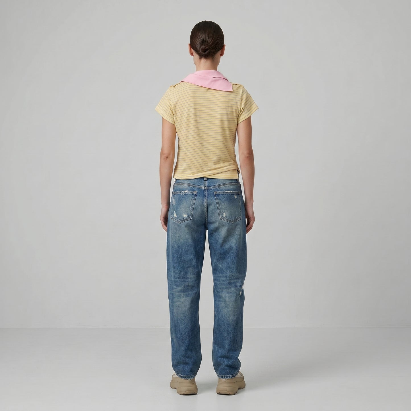 Asymmetric Striped Polo Shirt