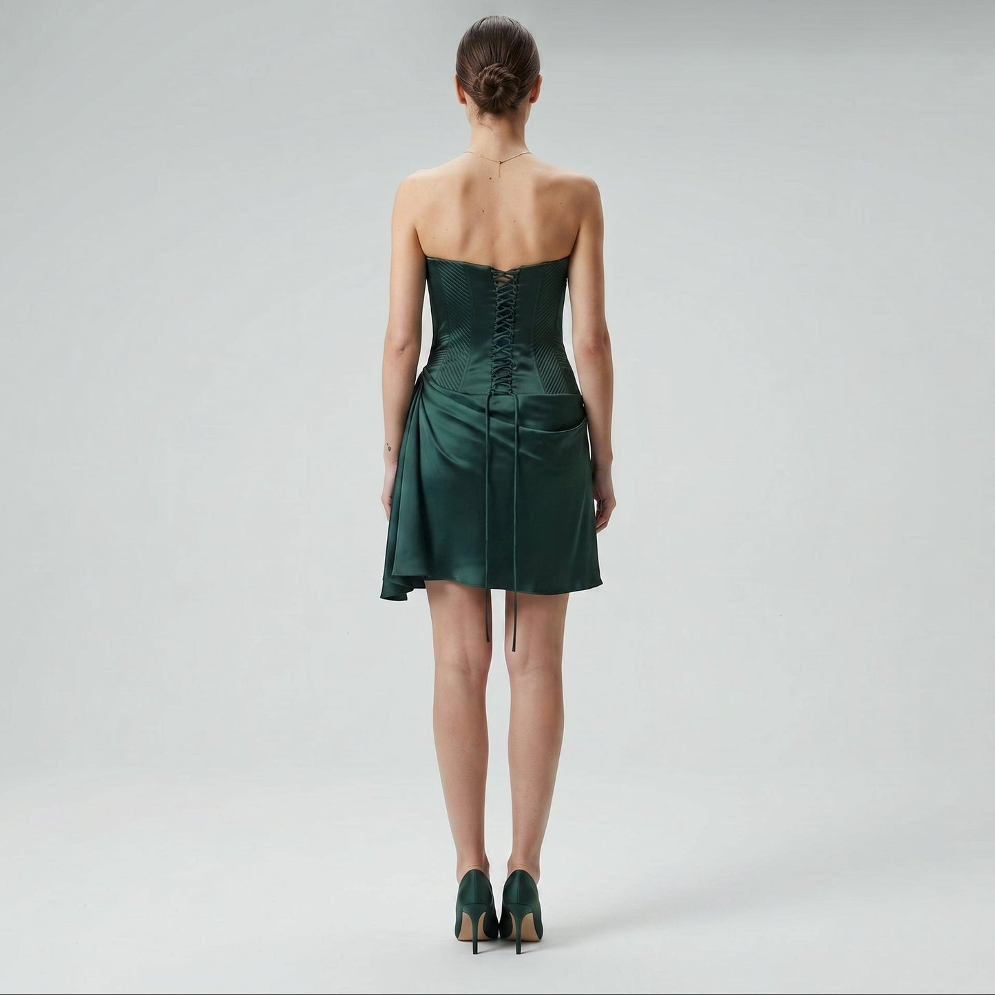 Emerald Satin Corset Mini Dress