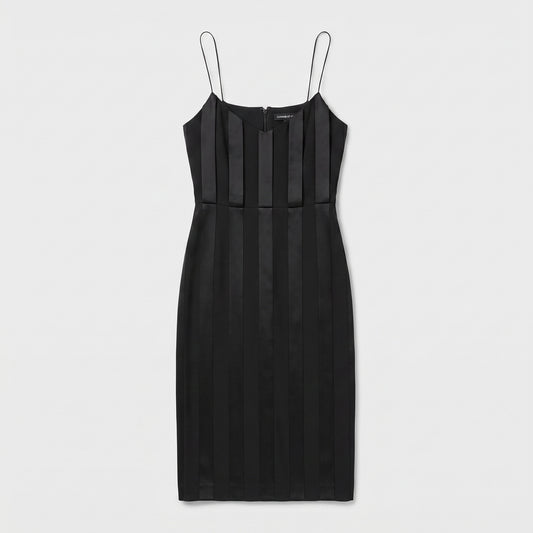 Sleek Ribbon Paneled Midi Dress