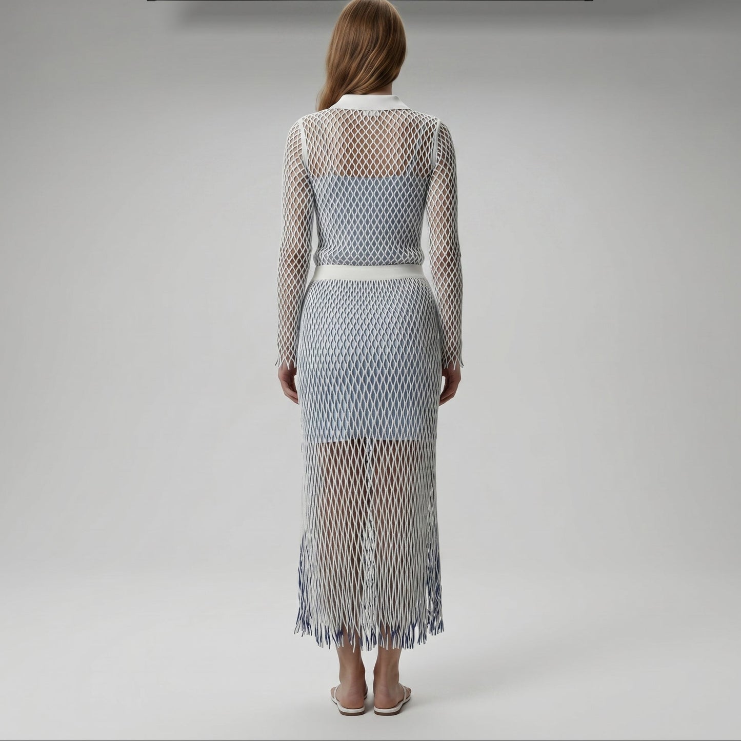Open Knit Midi Skirt