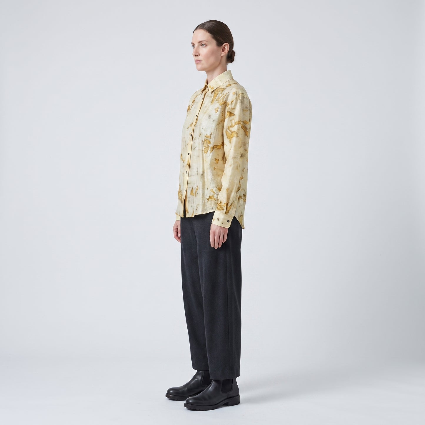 Abstract Print Silk Button-Down