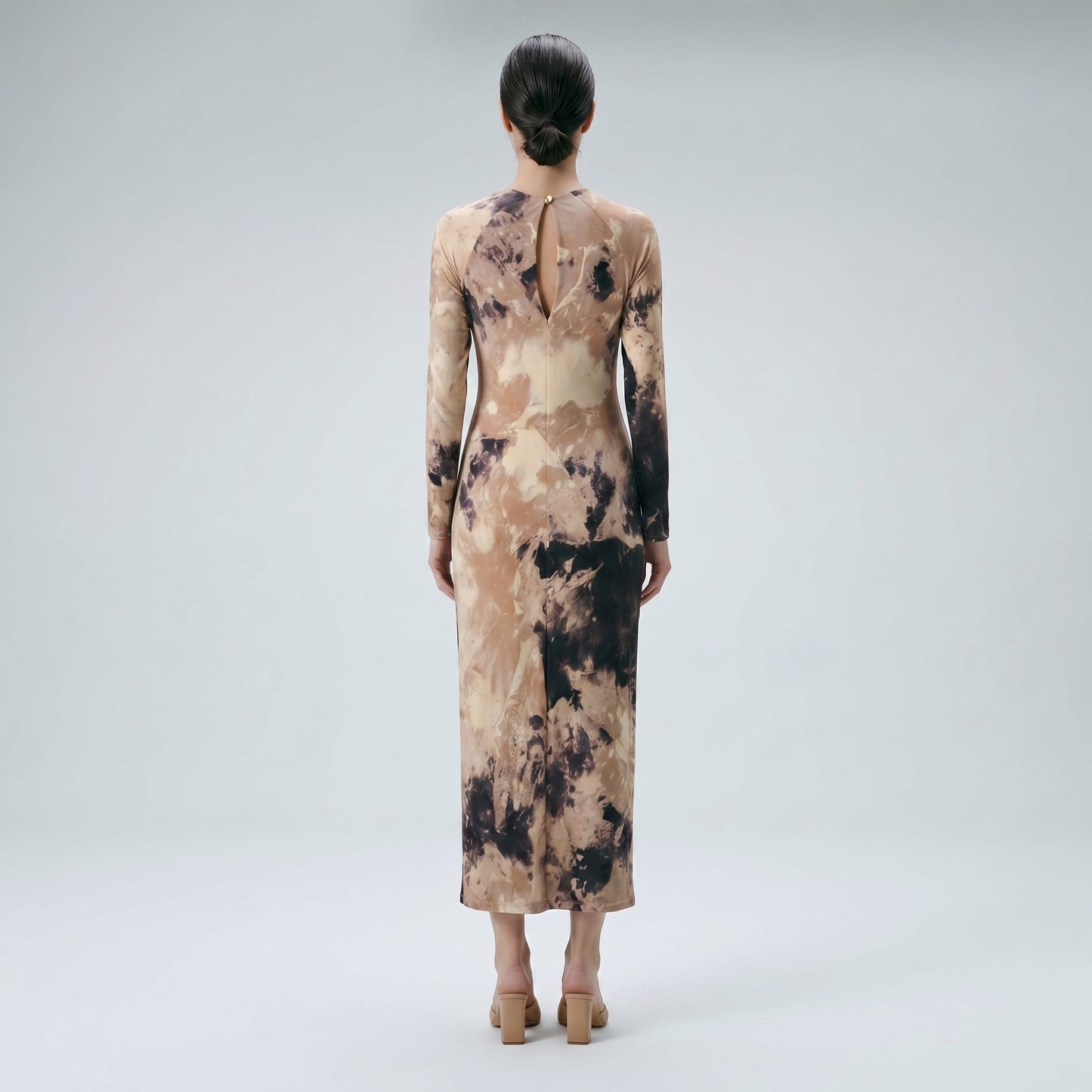 Abstract Print Cutout Midi Dress