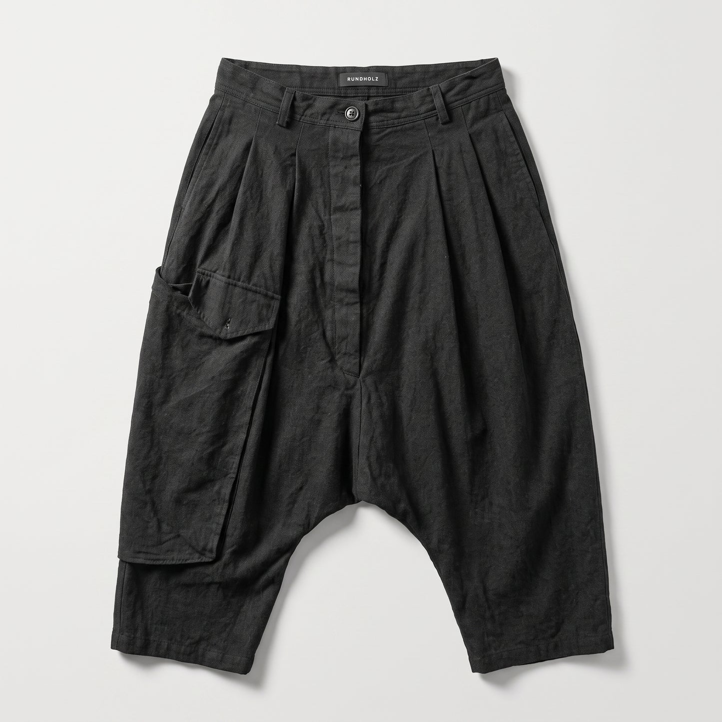 Pleated Drop-Crotch Cargo Trousers