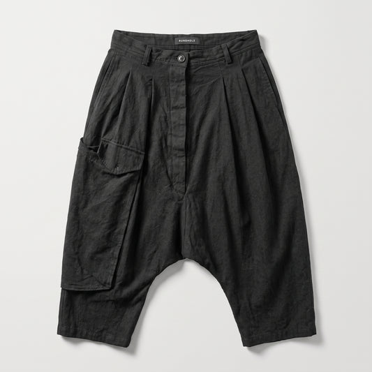 Pleated Drop-Crotch Cargo Trousers