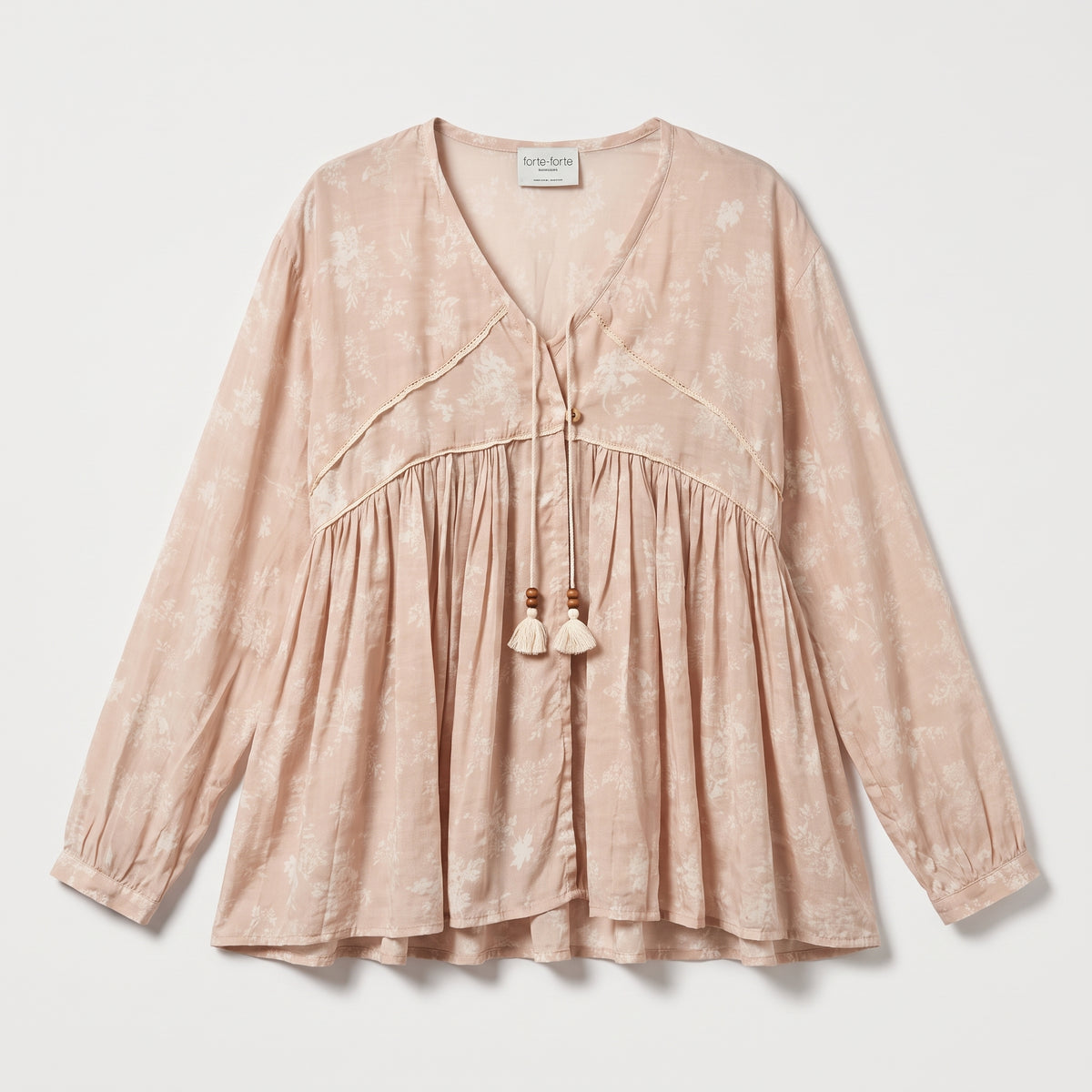 Floral Print Tassel Peplum Blouse
