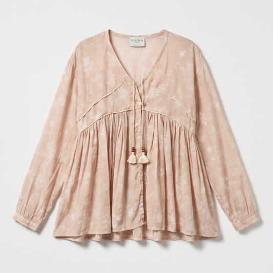 Floral Print Tassel Peplum Blouse