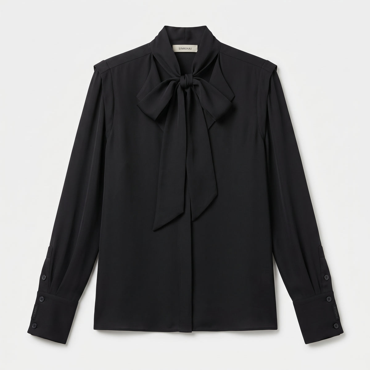Elegant Black Tie-Neck Blouse