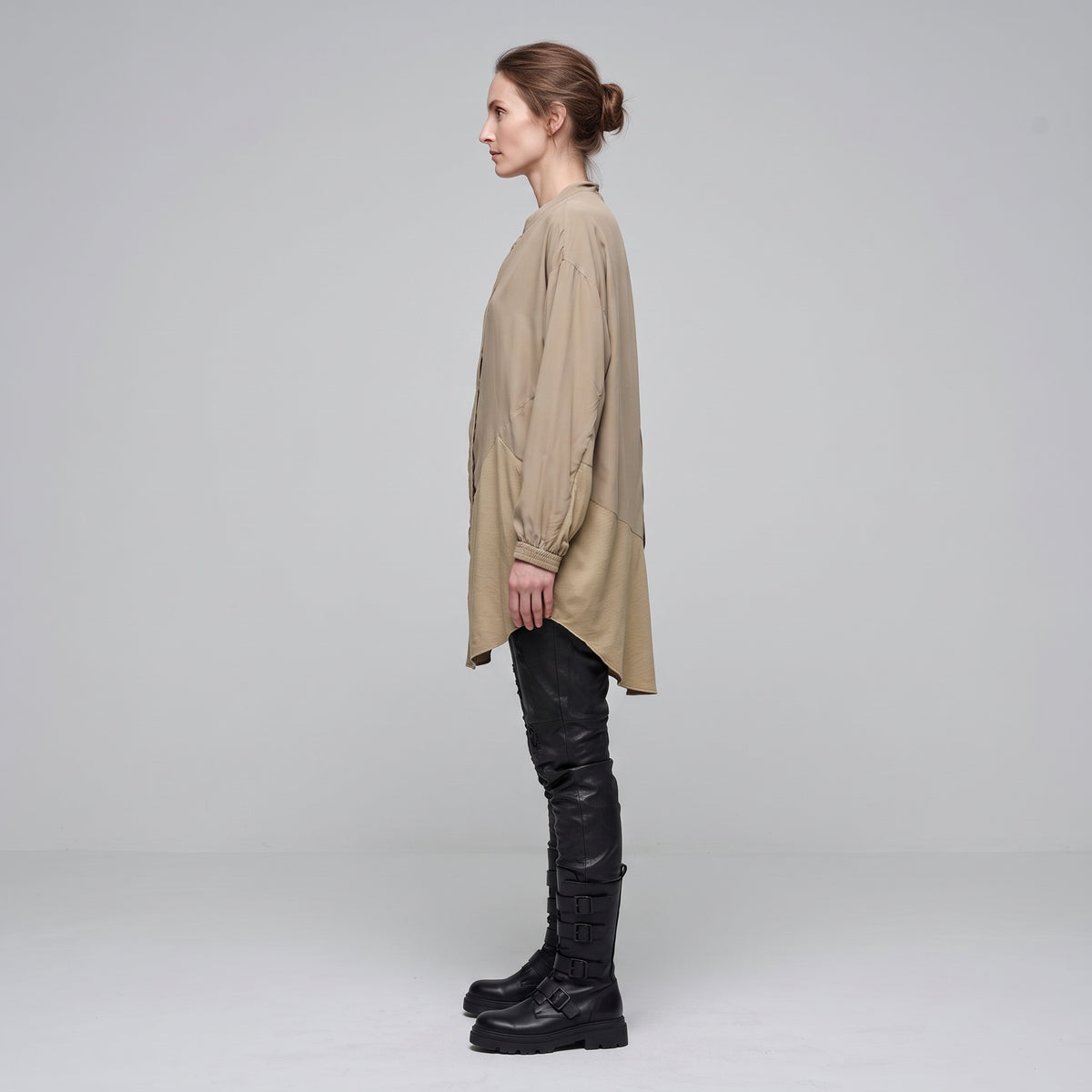 Relaxed Beige Button-Down Shirt