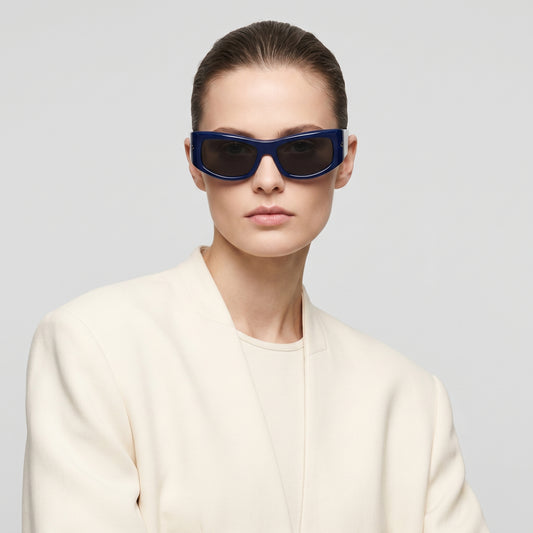 Navy Rectangular Acetate Sunglasses
