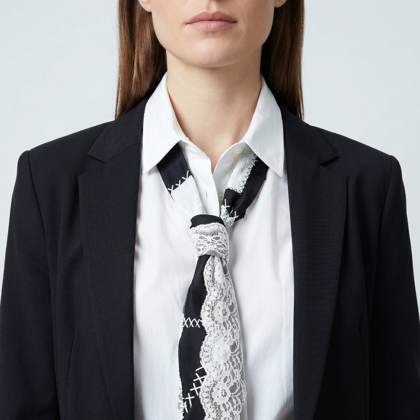 Monochrome Patchwork Lace Scarf