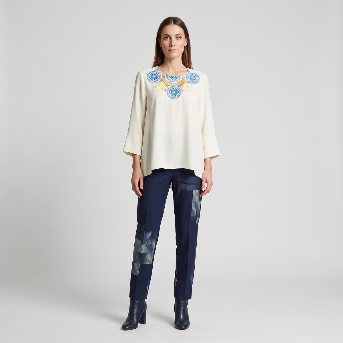 Embroidered Cream Statement Blouse