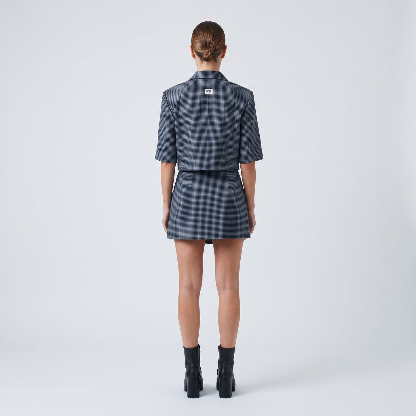 Cropped Checked Tailored Jacket