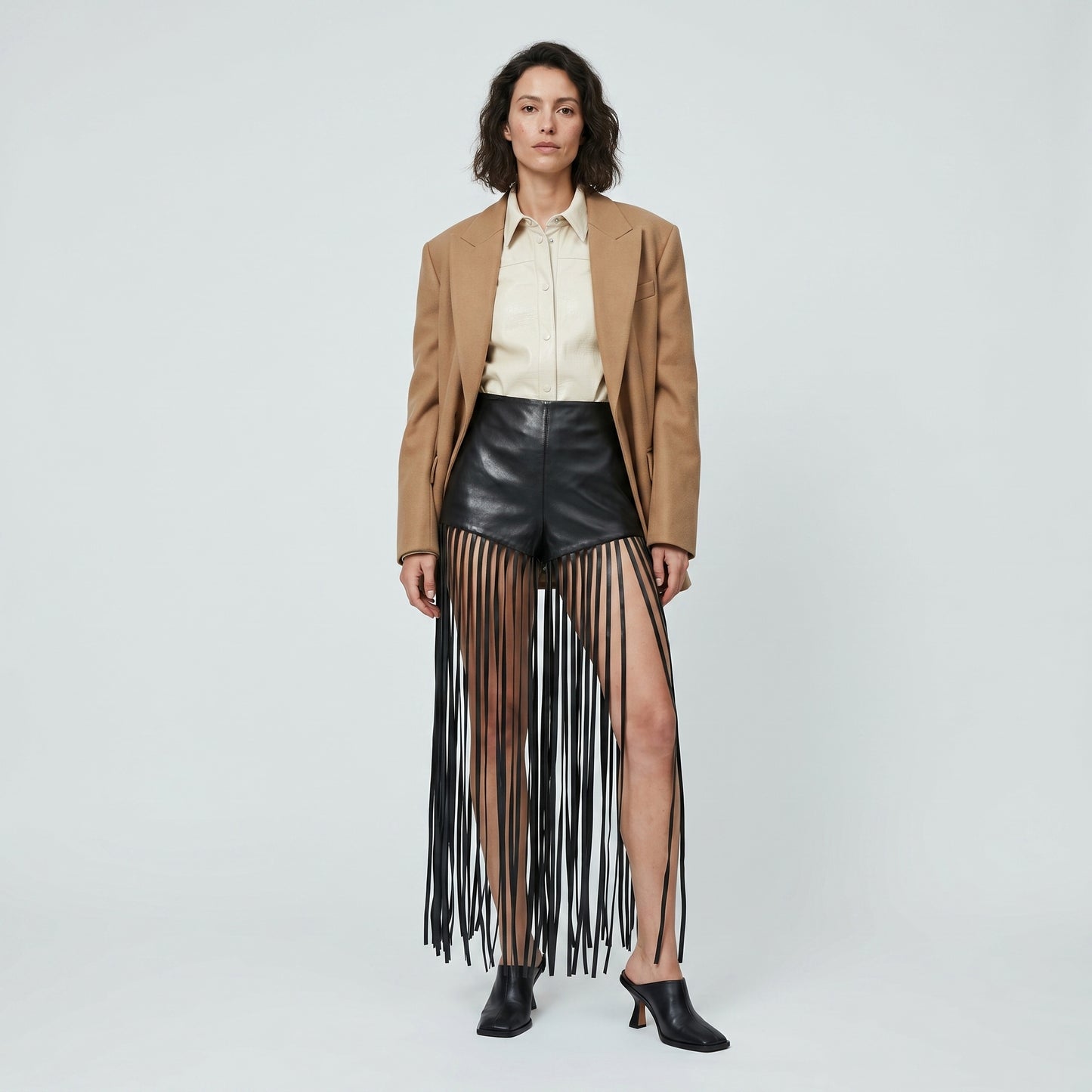 Fringed Vegan Leather Shorts