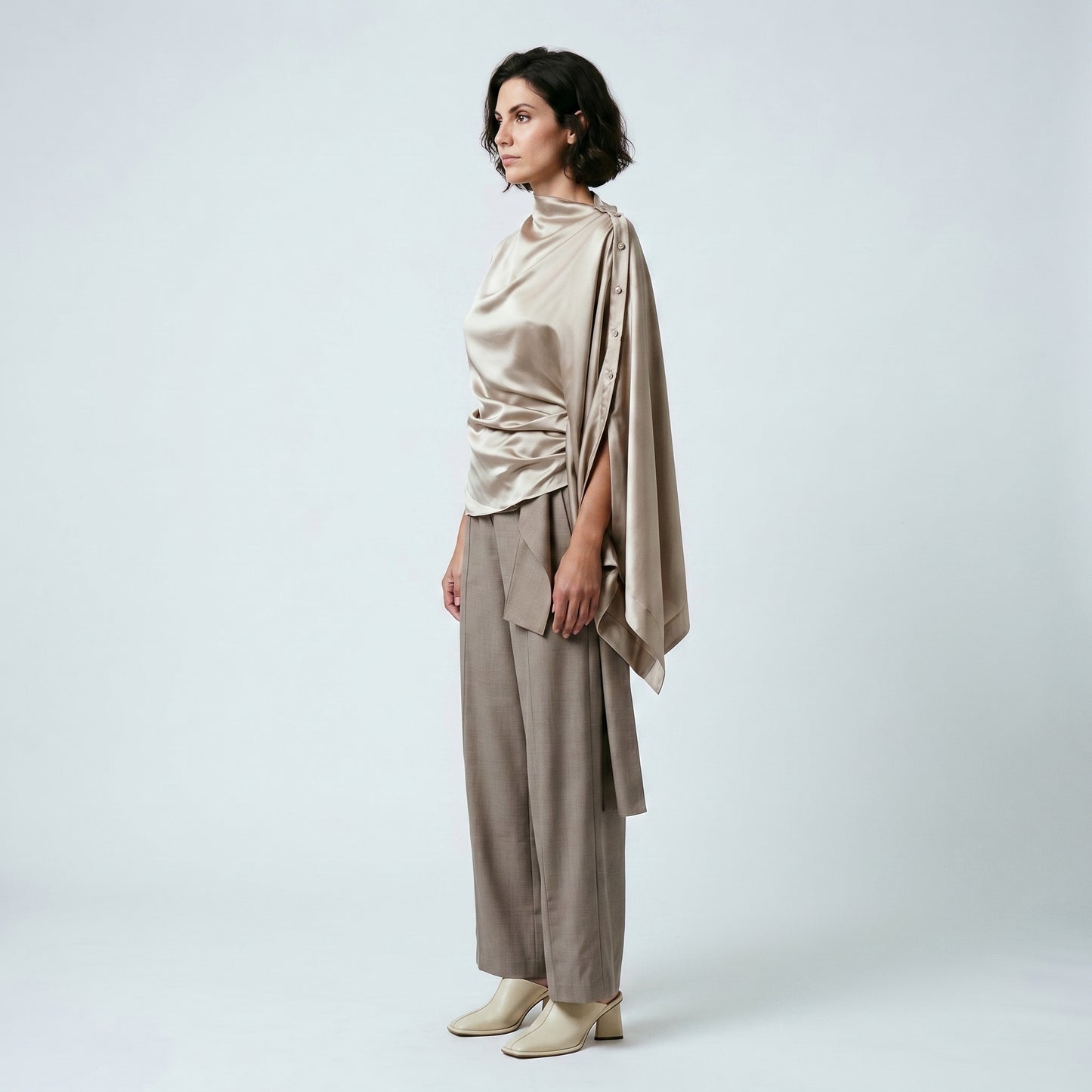 Asymmetrical Ruched Satin Top