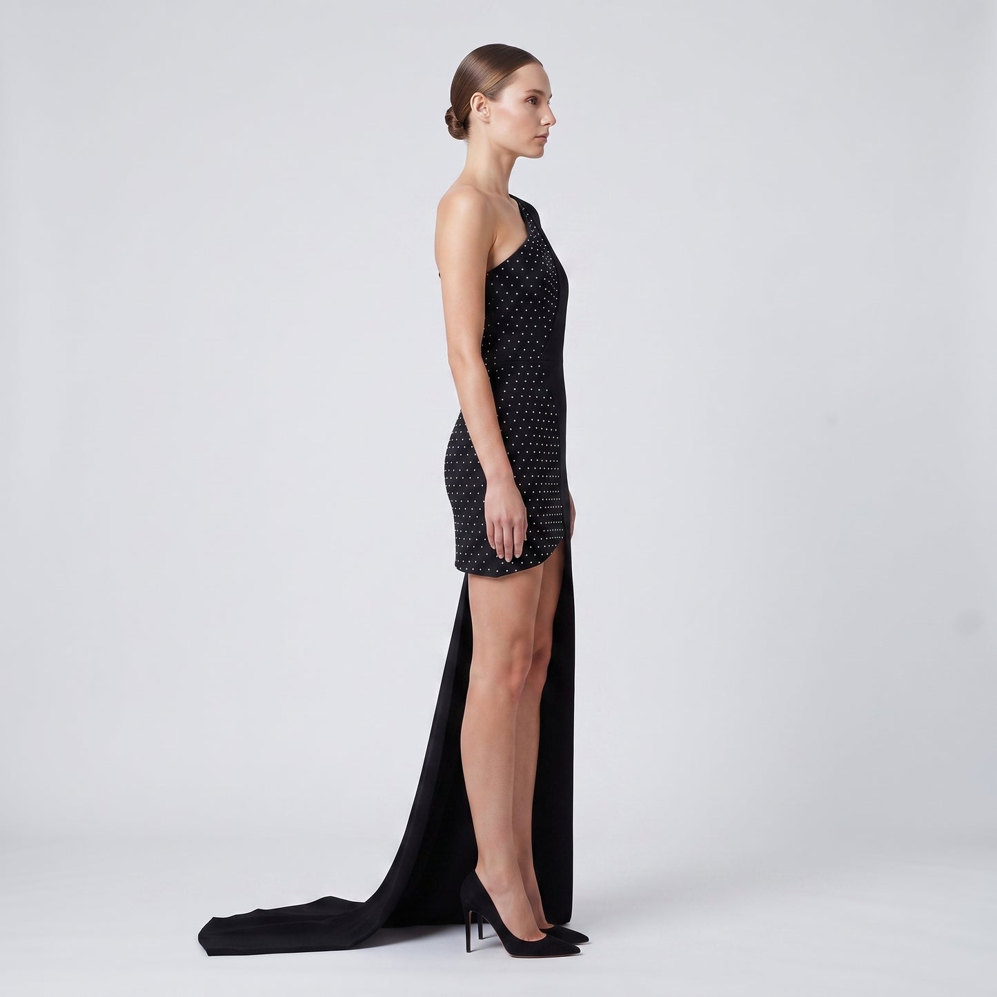 Embellished One-Shoulder Mini Dress