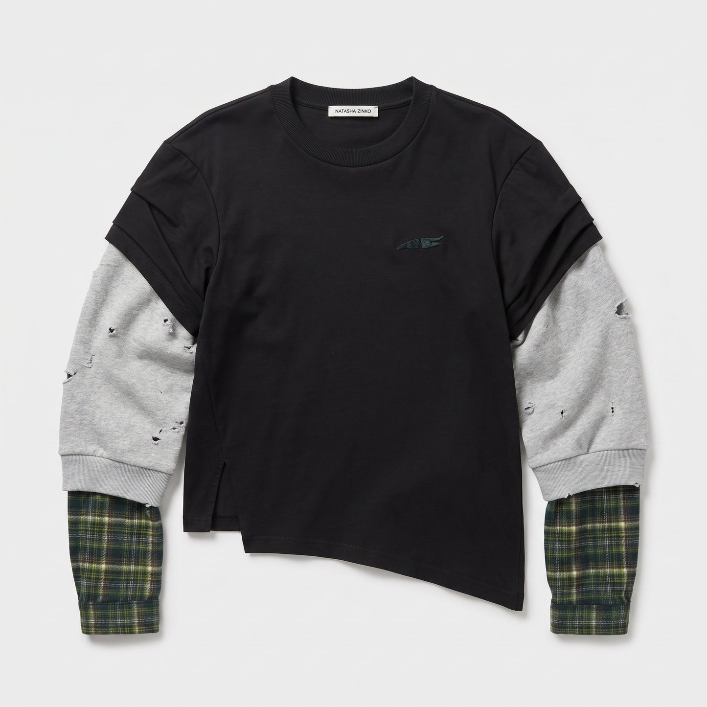 Layered Asymmetric Distressed Cotton Top