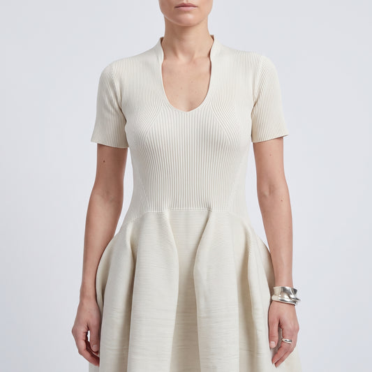 Sculpted Ribbed Knit Mini Dress