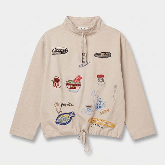 Embroidered Mock Neck Sweatshirt