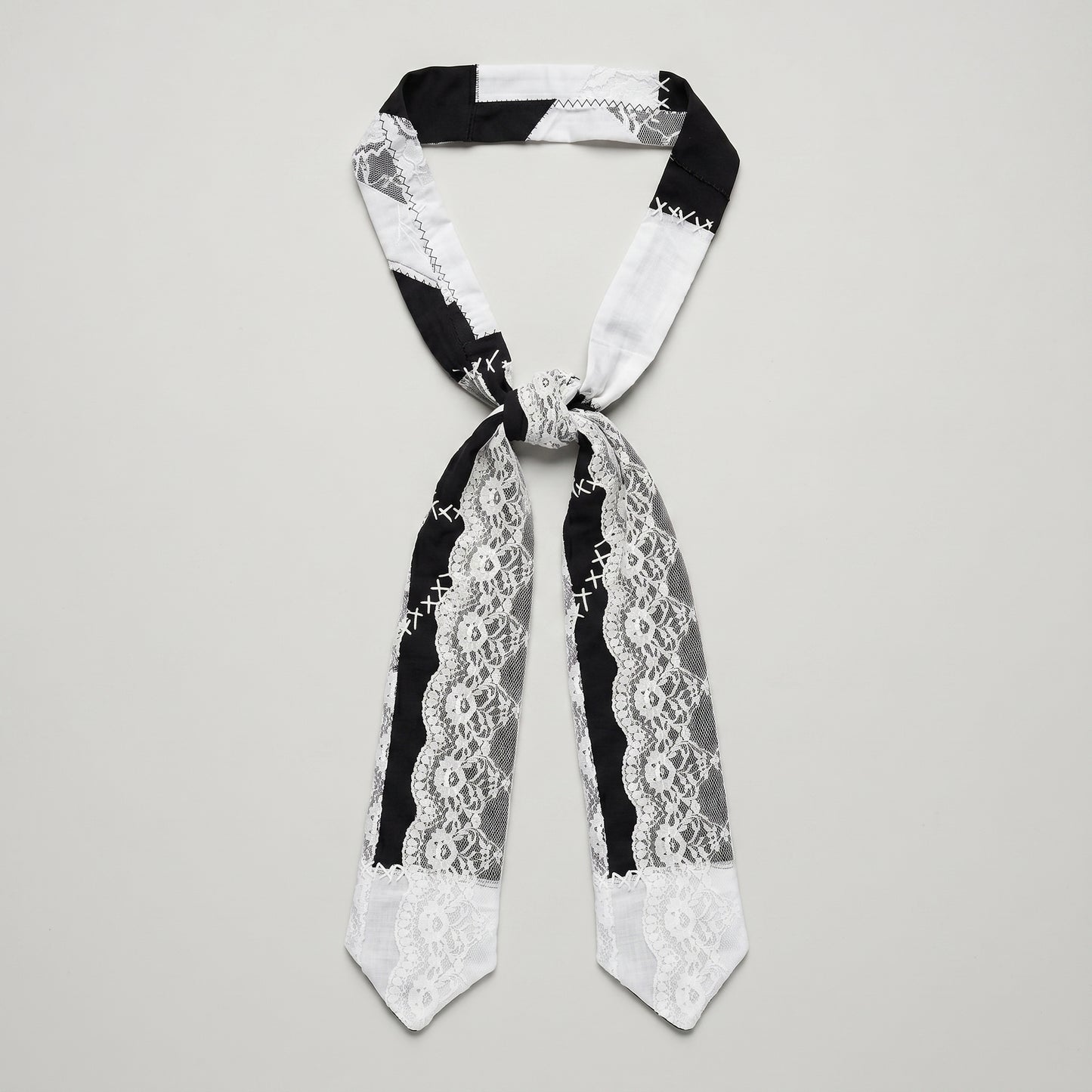 Monochrome Patchwork Lace Scarf