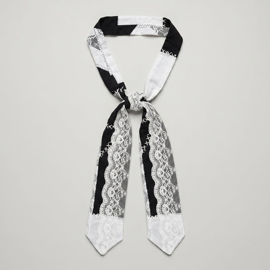 Monochrome Patchwork Lace Scarf