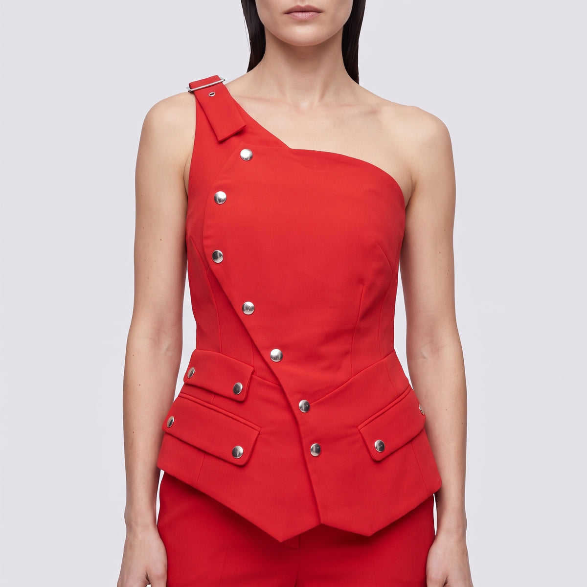 One-Shoulder Peplum Tailored Jumpsuit
