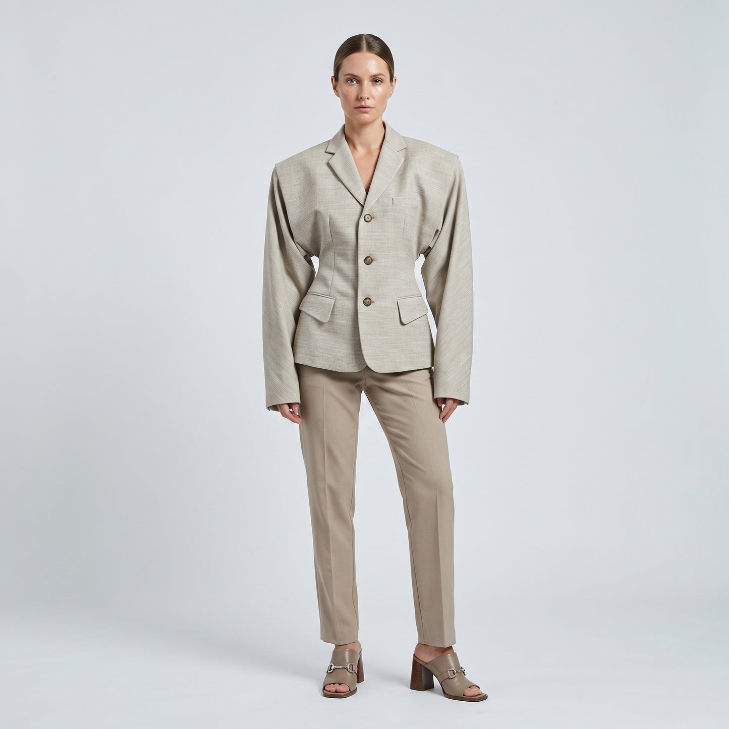 Tailored Beige Cutout Blazer
