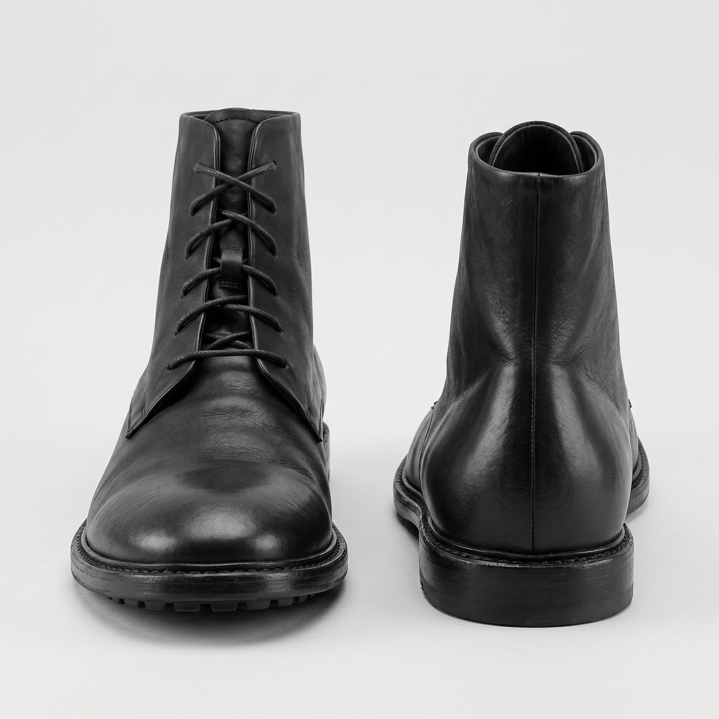 Minimalist Black Leather Combat Boots
