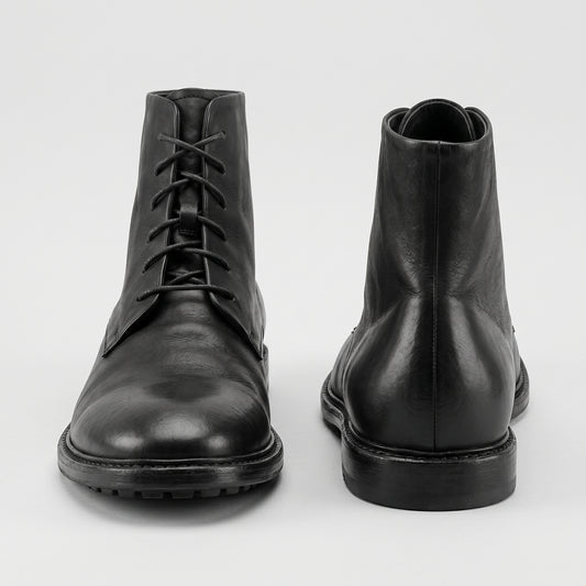 Minimalist Black Leather Combat Boots