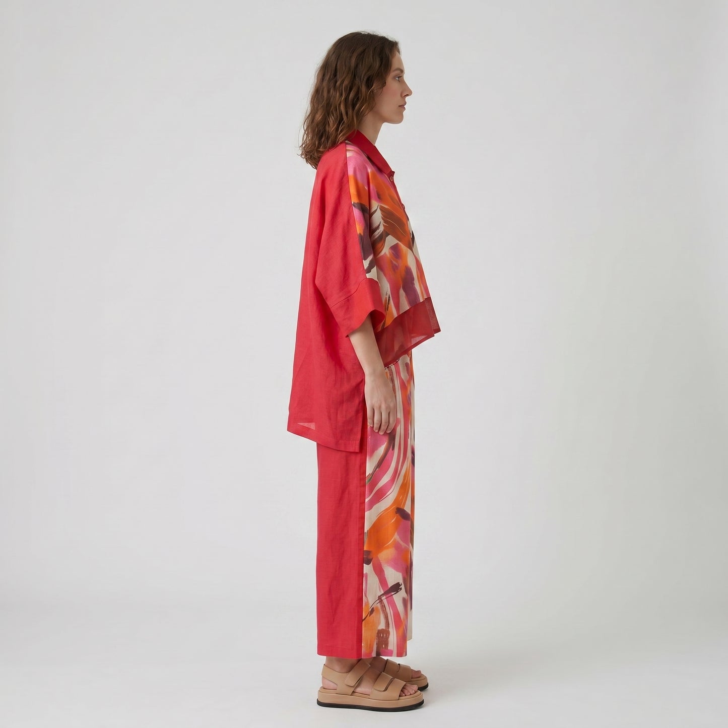 Abstract Print Linen Blouse