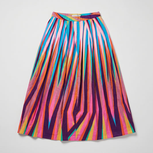 Vibrant Abstract Print Pleated Skirt
