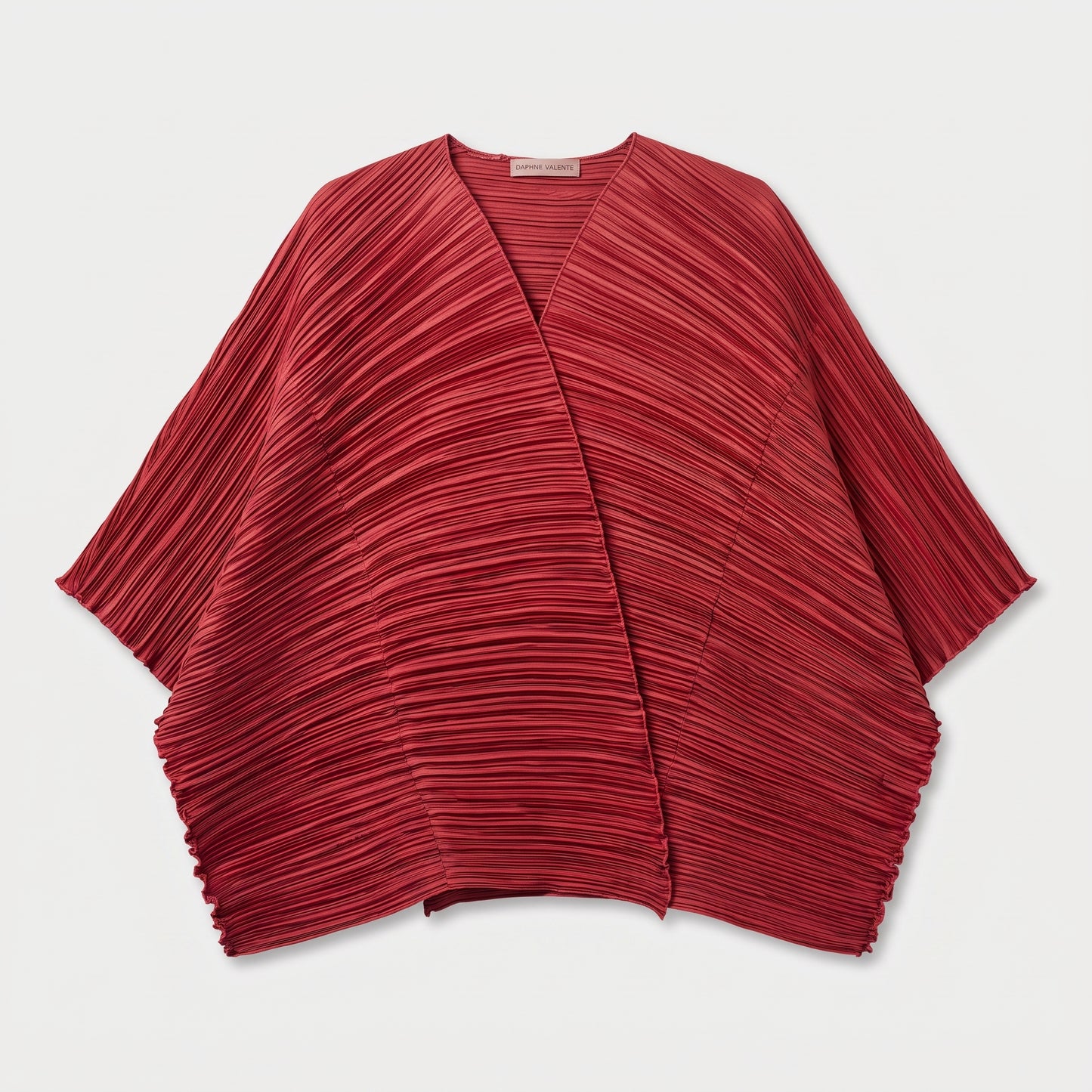 Pleated Deep Red Wrap Top