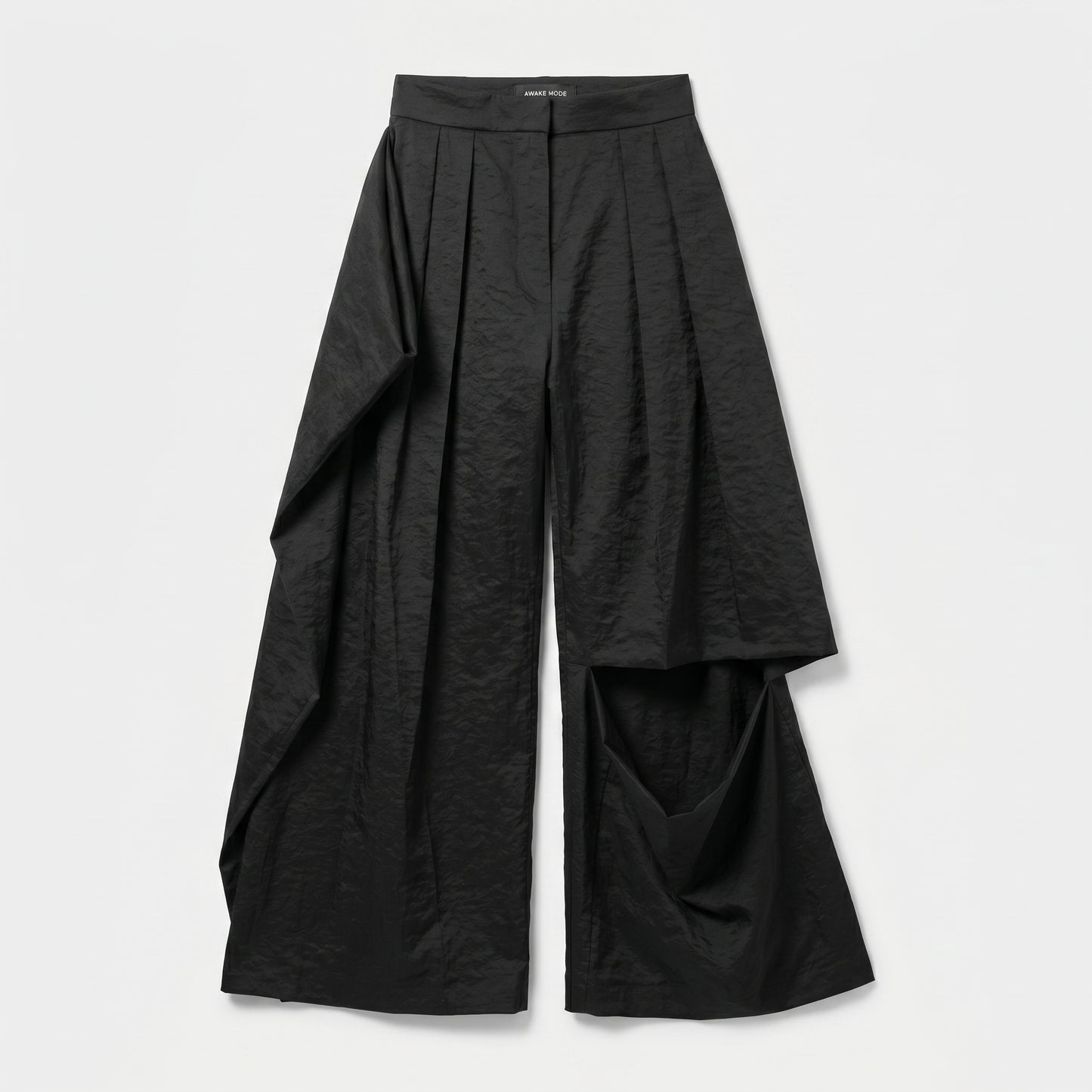Asymmetric Pleated Wide Leg Trousers