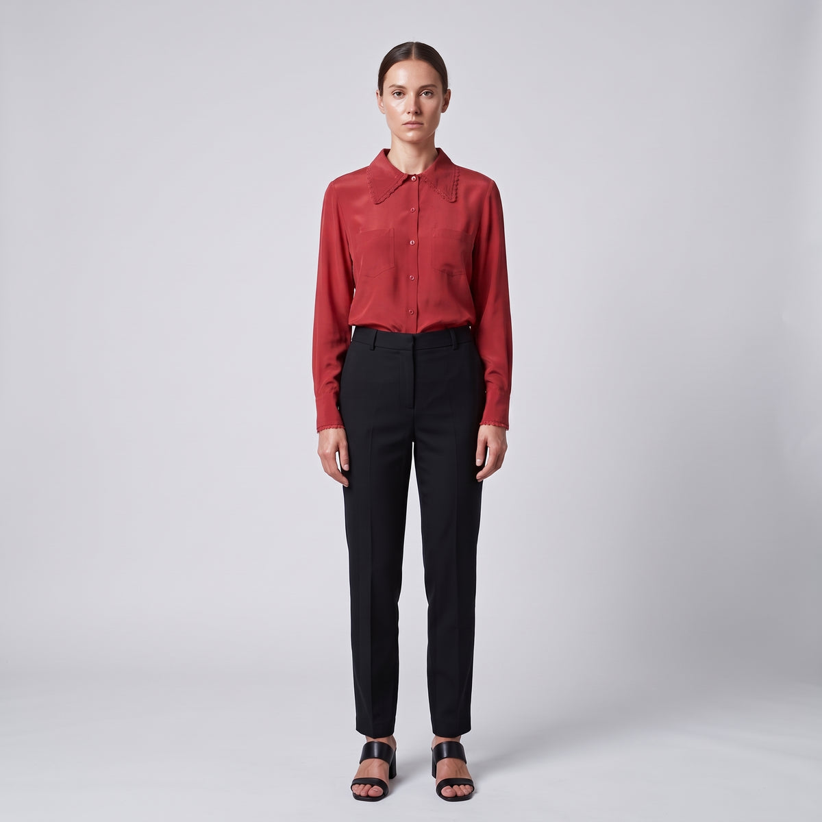 Lace Trimmed Silk Blouse