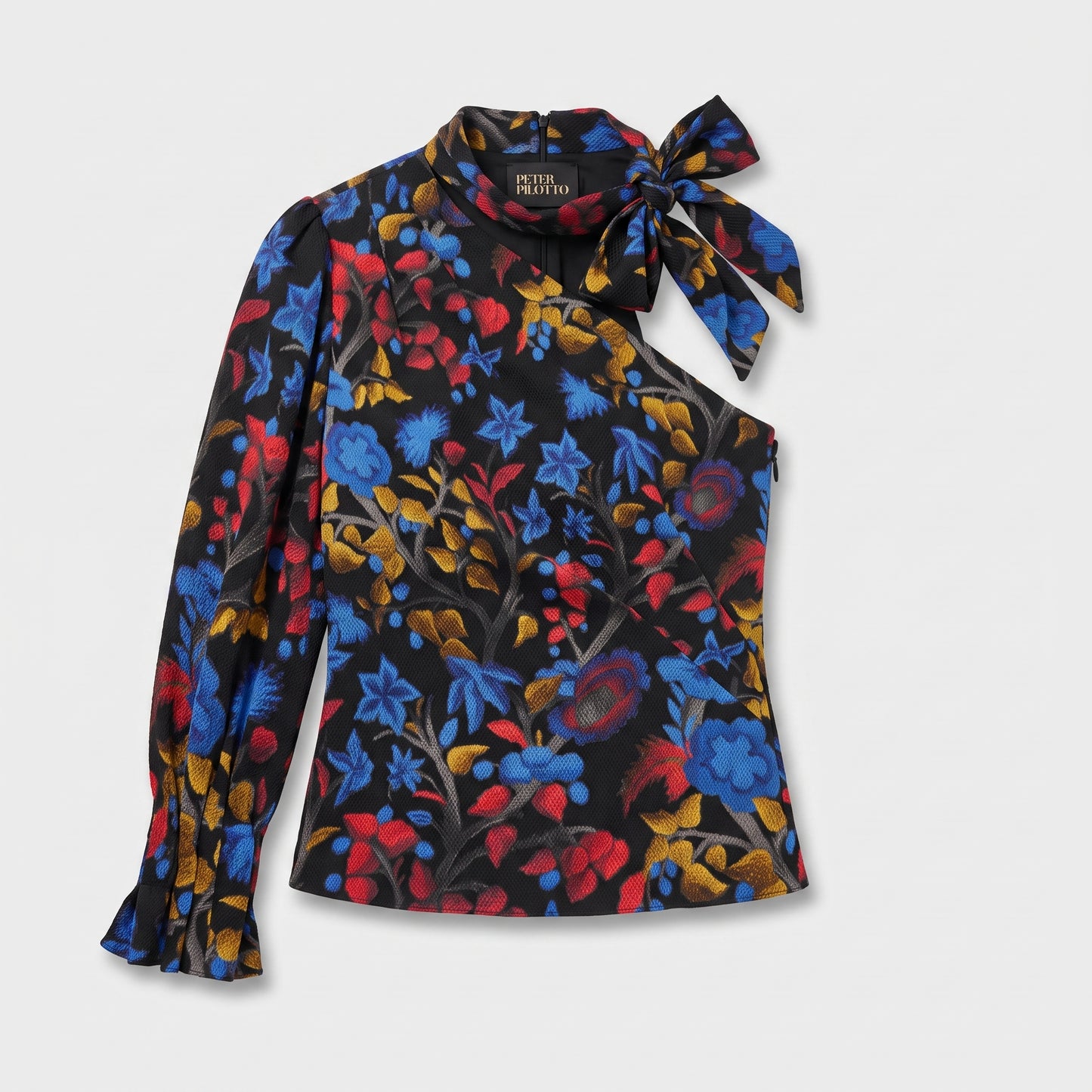 Floral Asymmetric Bow Detail Top