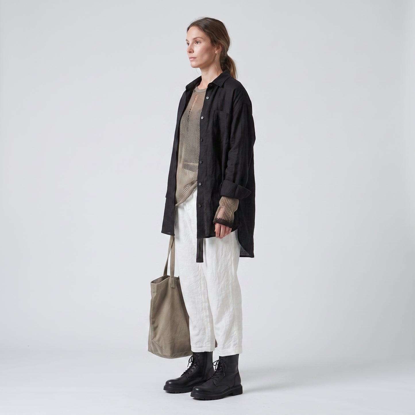 Relaxed Tailored White Linen Trousers