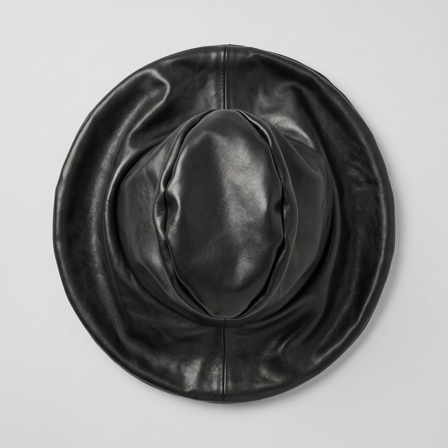 Sculptural Black Leather Hat
