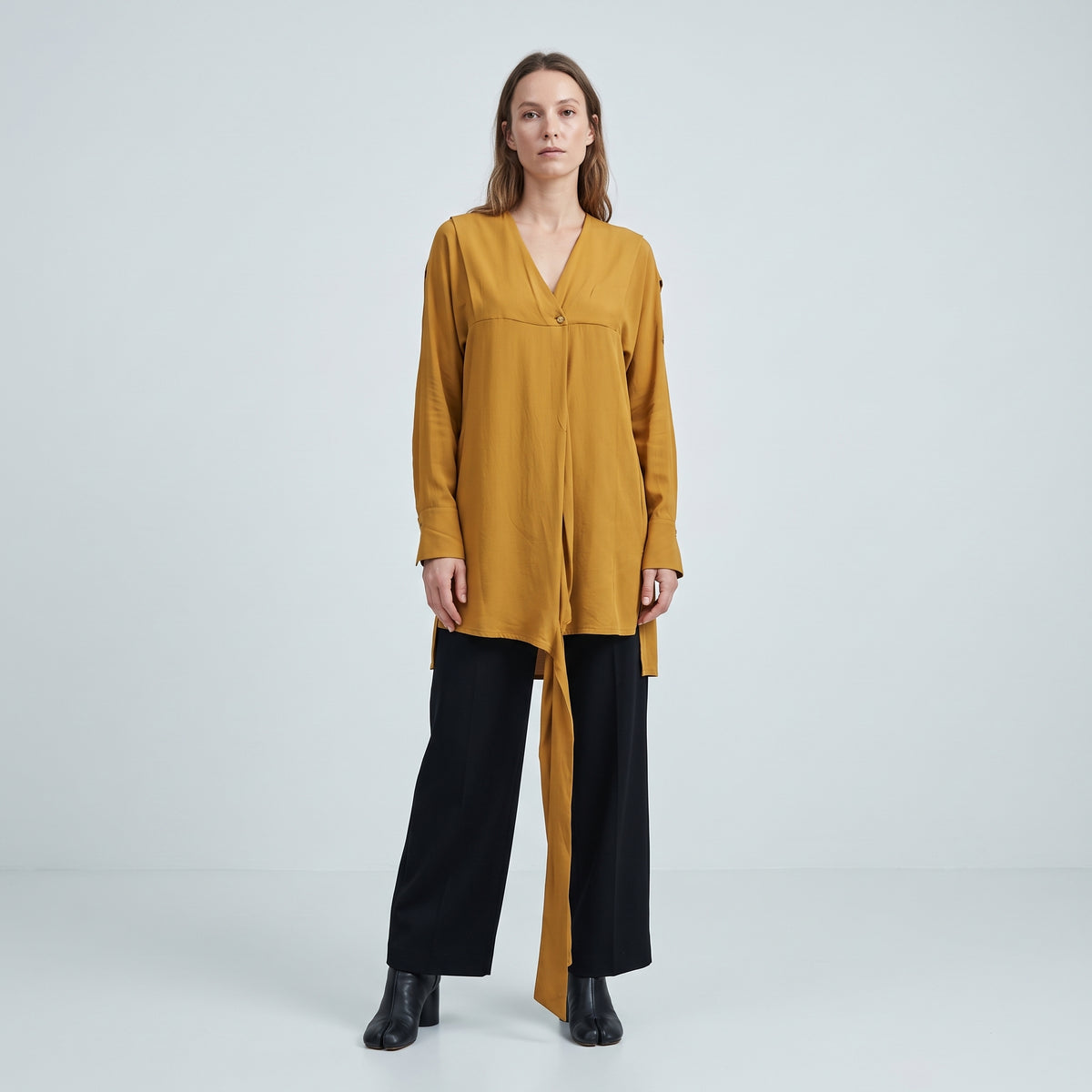 Mustard V-Neck Wrap Tunic