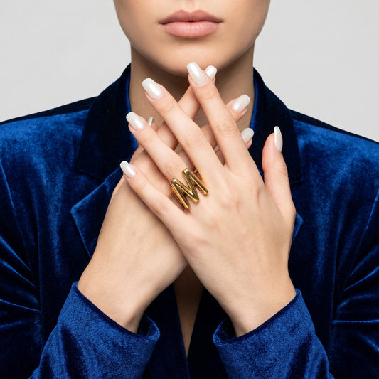 Bold Initial M Statement Ring