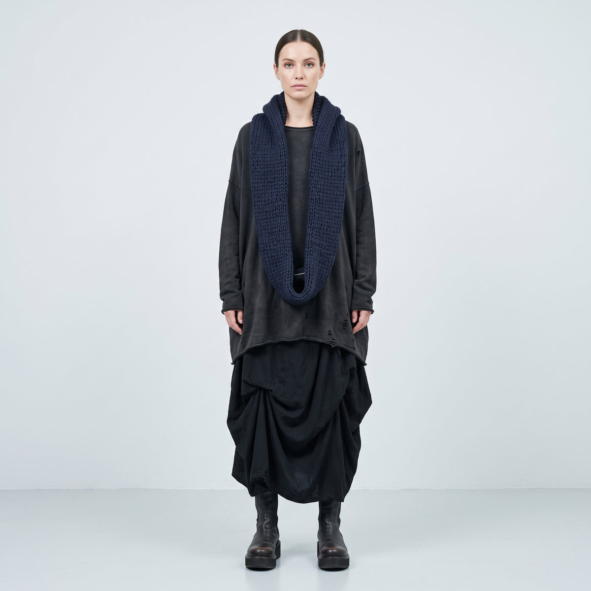 Chunky Knit Hooded Scarf