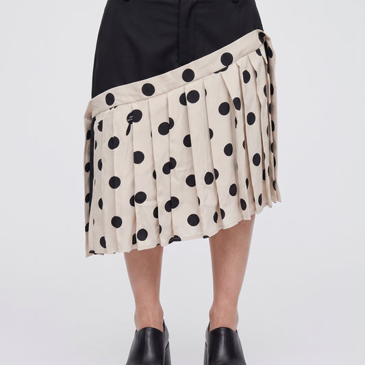 Asymmetric Polka Dot Pleated Skirt